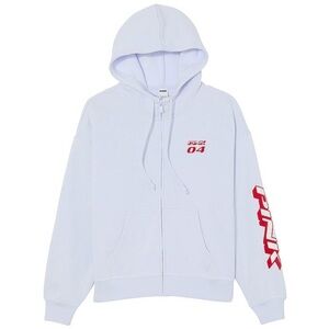 PINK Victoria’s Secret Ivy Fleece Zip Hoodie Hydrangea Blue Size Medium NWT